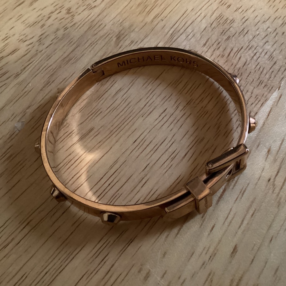 Michael Kors Rose Gold-tone Belt Buckle Bangle Bracelet